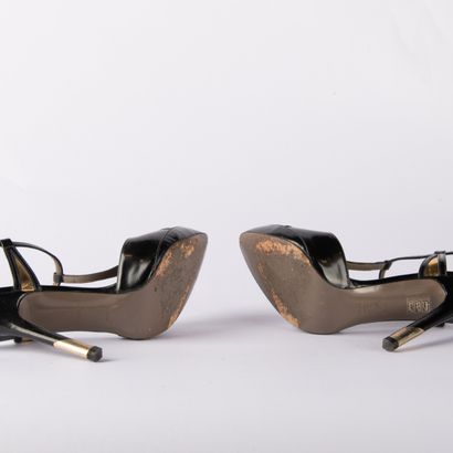 VERSACE. Pair of heeled sandals in black...