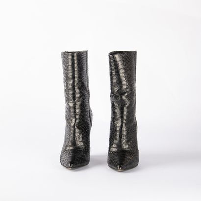 GIUSEPPE ZANOTTI. Pair of wedge-heeled ankle...