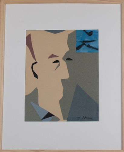 Roger DERIEUX (1922-2015)
Self-portrait
Collage,...