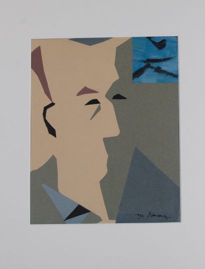 Roger DERIEUX (1922-2015)
Self-portrait
Collage,...