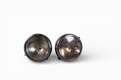Set of two long-range headlights in chromed...