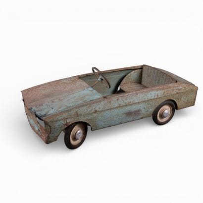 Children's pedal car in blue lacquered sheet...