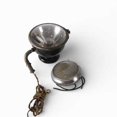 Metal and glass headlight and ceiling li...