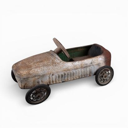 Red lacquered sheet metal Ferrari-type pedal-powered...