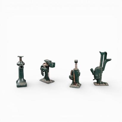 Set of 4 antique green lacquered cast iron...