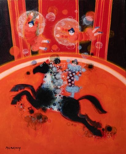 Frédéric MENGUY (1927-2007)
The red clowns
Oil...