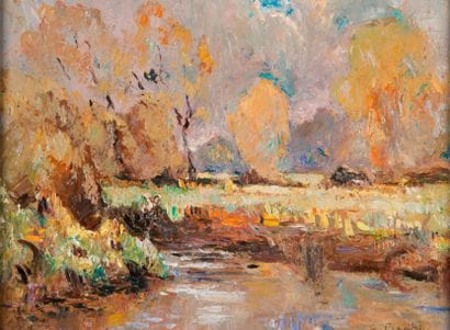 C. PICARD (XXe)
Paysage à l'étang. Huile...