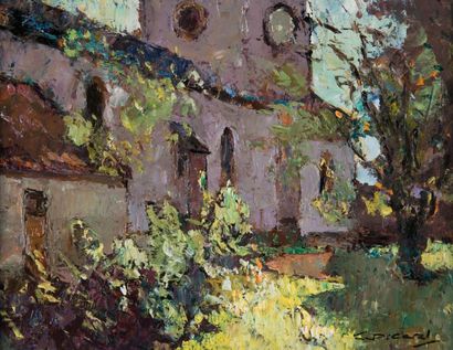 C. PICARD (XX)
Eglise. Huile sur isorel signée...