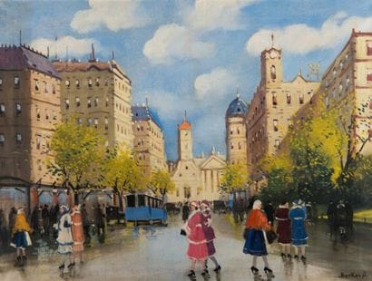 Antal BERKES (1874-1938)
Boulevard animé....