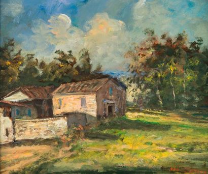 Michel CORNU (XXème)
Paysage à la ferme....