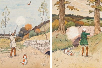 Harry Eliott (1882-1959)
Chasseur au lapin...