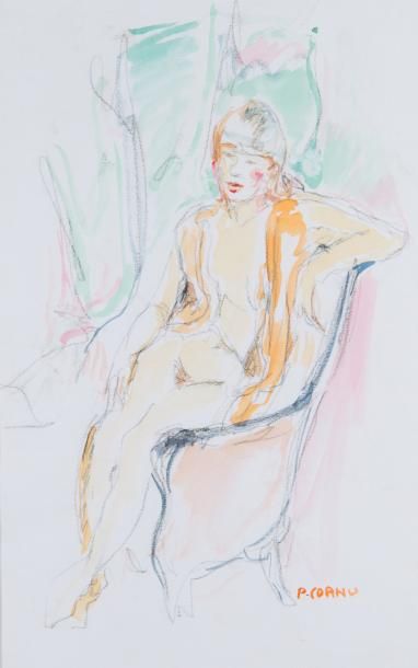 Pierre CORNU (1895-1996)
Nu assis. Fusain...