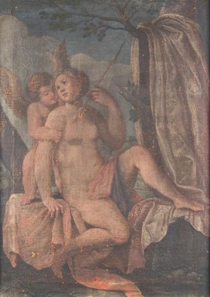 Suite de six huiles sur toile sur le thème...