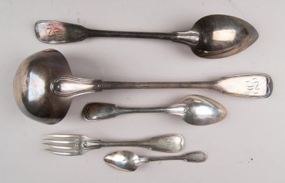 Partie de ménagère de couverts en argent...
