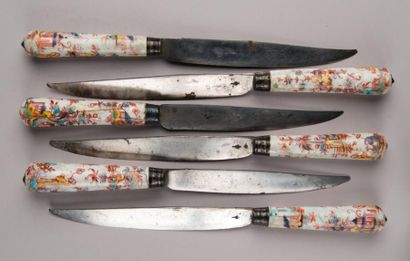 Chantilly porcelaine: 6 couteaux porcelaine...