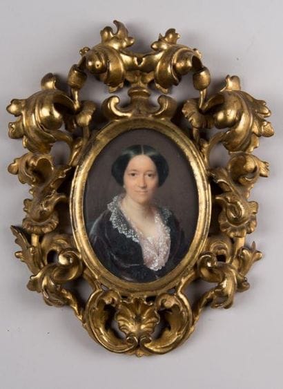 Miniature Portrait de femme. Cadre de en...