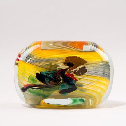 Robert PIERINI (1950)
Vase cubique en verre...