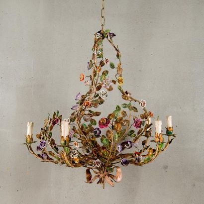 Lustre corbeille à six bras de lumière en...