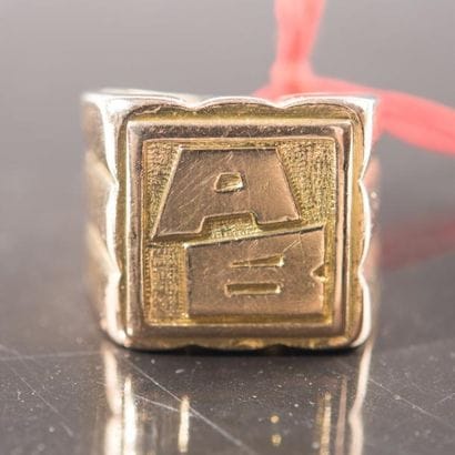 Chevalière monogrammée AB or jaune 14,4 ...