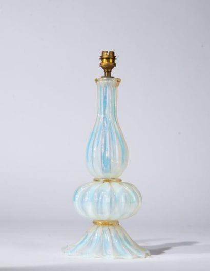 Pied de lampe balustre en verre de Murano,...