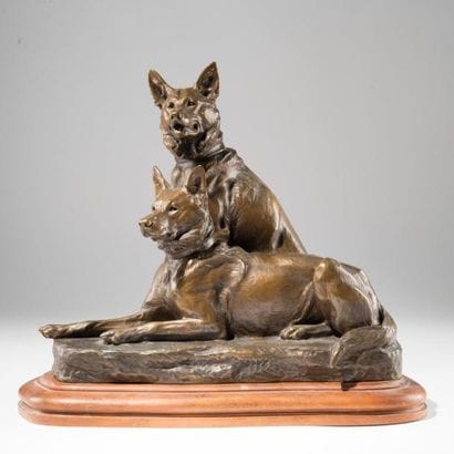 RICHE Louis (1877-1949)
Couple de chiens...