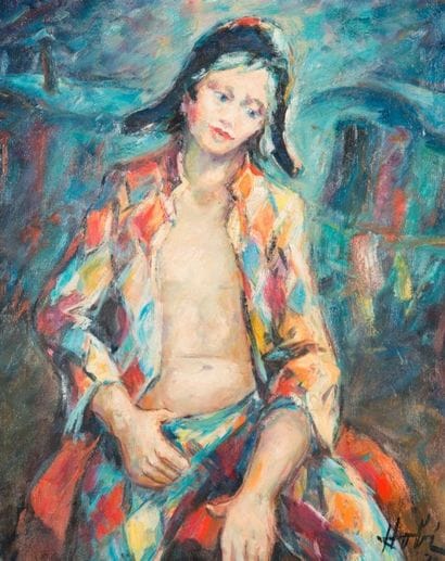 HOBI (1939-1998)
Arlequin.Huile sur toile...