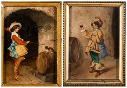 Ecole italienne fin XIXème siècle
Paire d'huiles...
