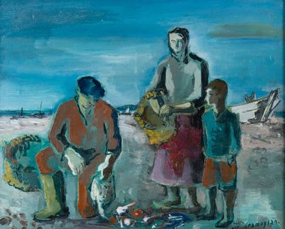 CRAMOYSAN Marcel
Pêcheur sur une plage. Huile...