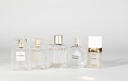 CHANEL
Lot de 5 flacons vides dont un vaporisateur:...