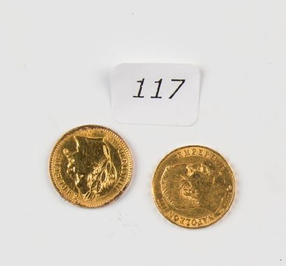 Deux pièces 20FF or, Napoléon III, poids:...