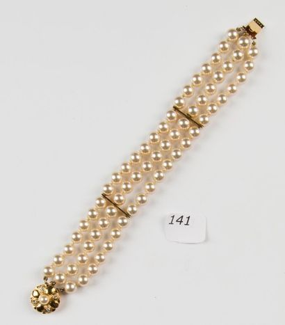 Bracelet perles d'imitation et fermoir en...