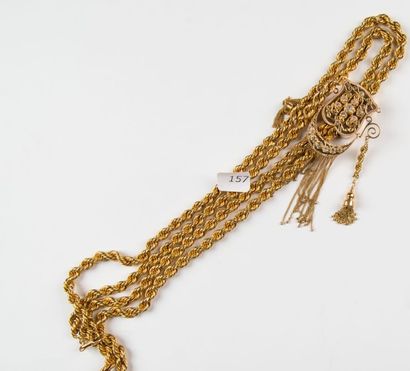Collier (crafache) en or jaune et pierres...