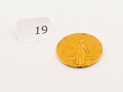 Une médaille en or représentant Jeanne d'Arc,...