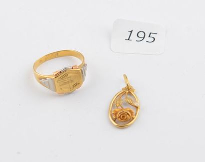 Lot or chevalière et pendentif 7,1 g