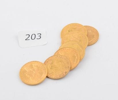 7 Pièces 20FF or 45,1 g