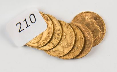 Lot de 4 pièces 20 Francs français et 2 pièces...