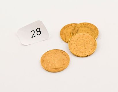 Quatre pièces or, 20 FF
