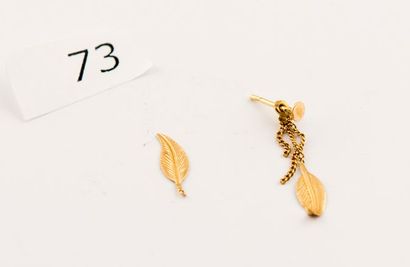 Une boucle d'oreille cassée retenant deux...