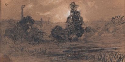 Jean Alexis Achard (1807-1884)
Etang au crépuscule....