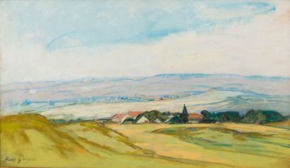 Henry GROSJEAN (1864-1948)
Le village. Pastel,...