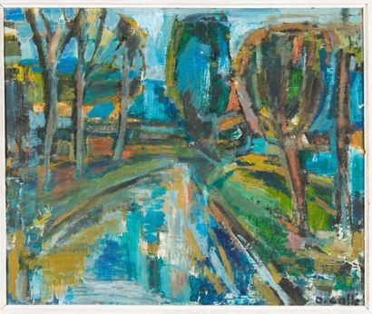 Denise CALLÉ (1915)
Bord de canal. Huile...