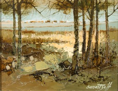 SEMENTZEFF (1933)
Village au lointain. Huile...