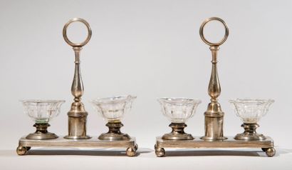 CHRISTOFLE
Paire de salières en verre et...