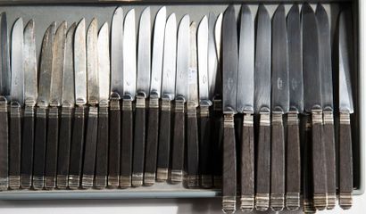 Lot de couteaux manche ébène comprenant:...