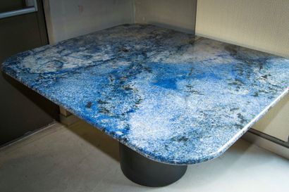 Table plateau rectangulaire marbre bleu,...