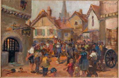G.PLOQUIN
Fête villageoise
Gouache sur panneau
18x12...