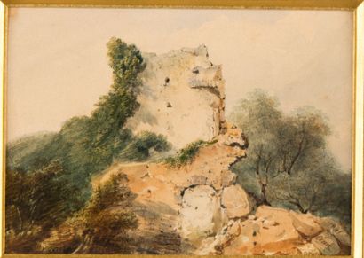 Eugène CICERI (1813-1890)
Paysage de ruines.
Aquarelle,...