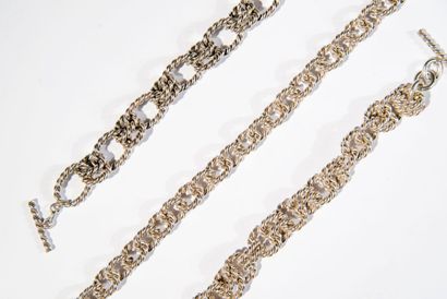 Parure à maillons corde en argent à trois...