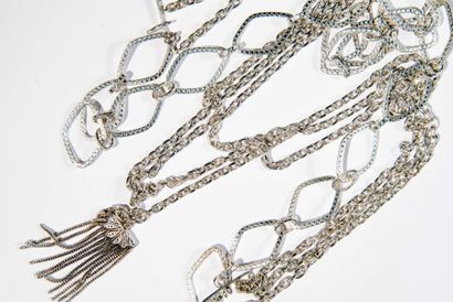 Collier fantaisie en métal argenté, pouvant...