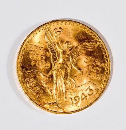 Pièce or 50 pesos, Mexique. 37,5 gr oro puro....